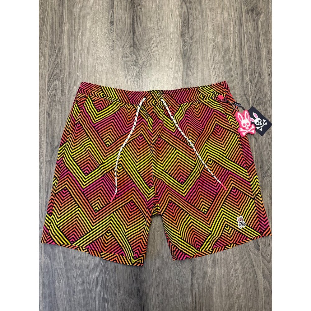 Psycho bunny mens Adrian chevron swim trunks